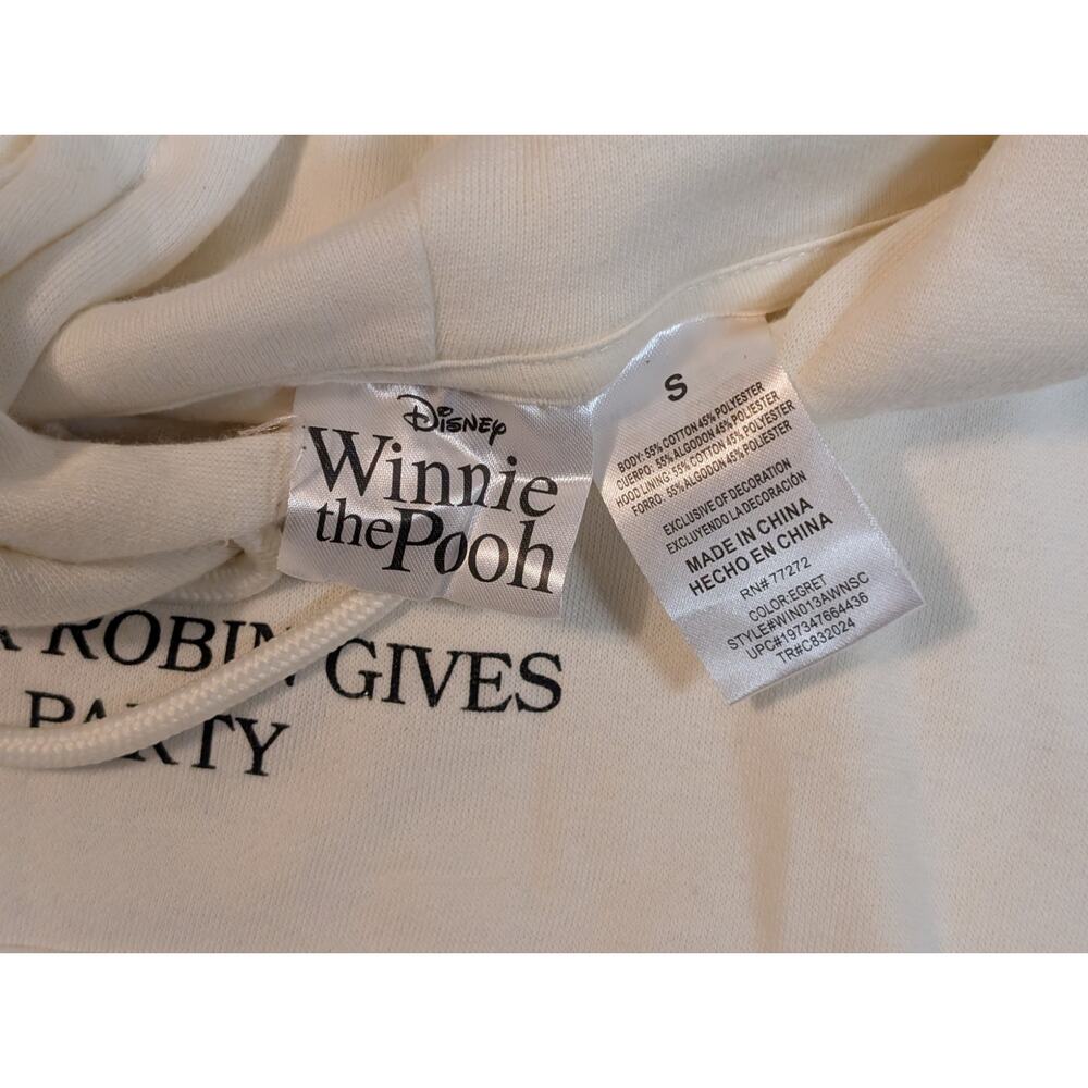 Disney‎ Winnie the Pooh Christopher Robin Hooded Kidcore Sweatshirt  Cream Sz S - Picture 8 of 10
